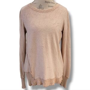 Pete Collection Tan Knit Asymmetrical Long Sleeve Top - Size Medium